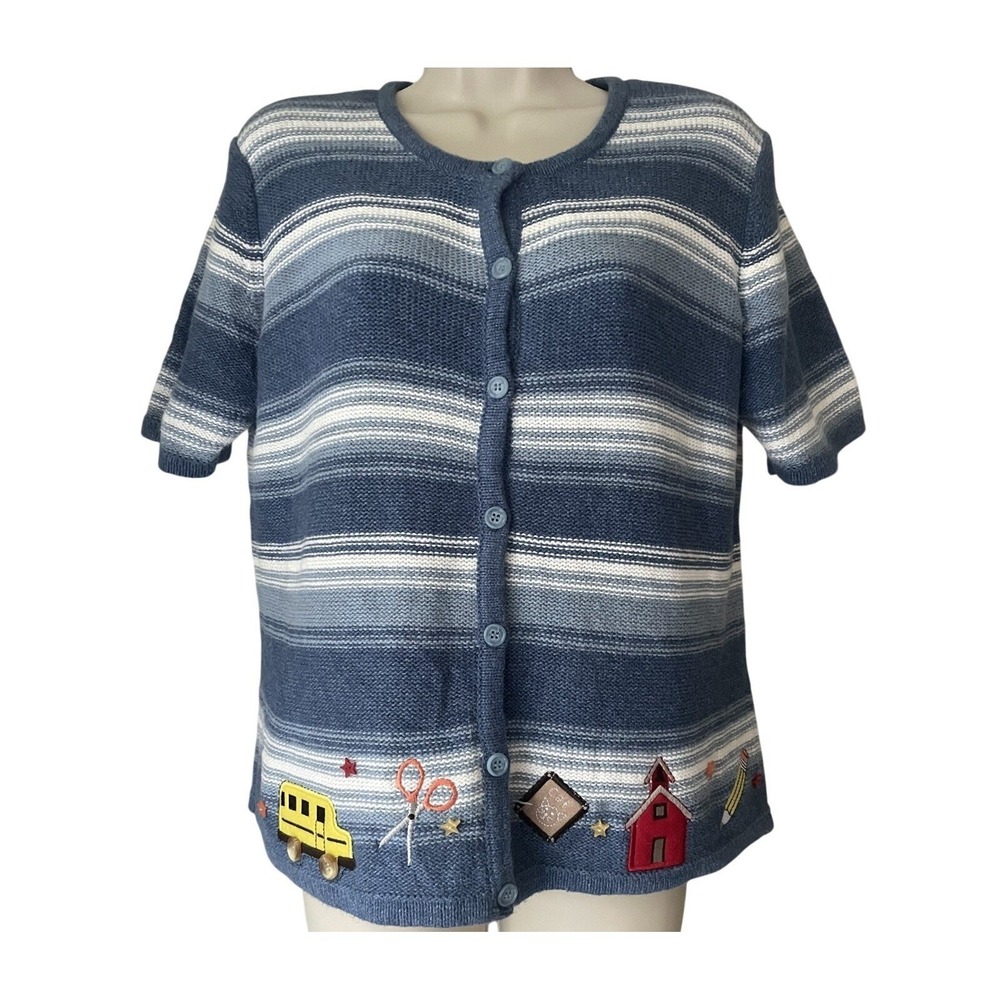 Vintage Christopher & Banks Teacher Novelty Cardigan Sweater M